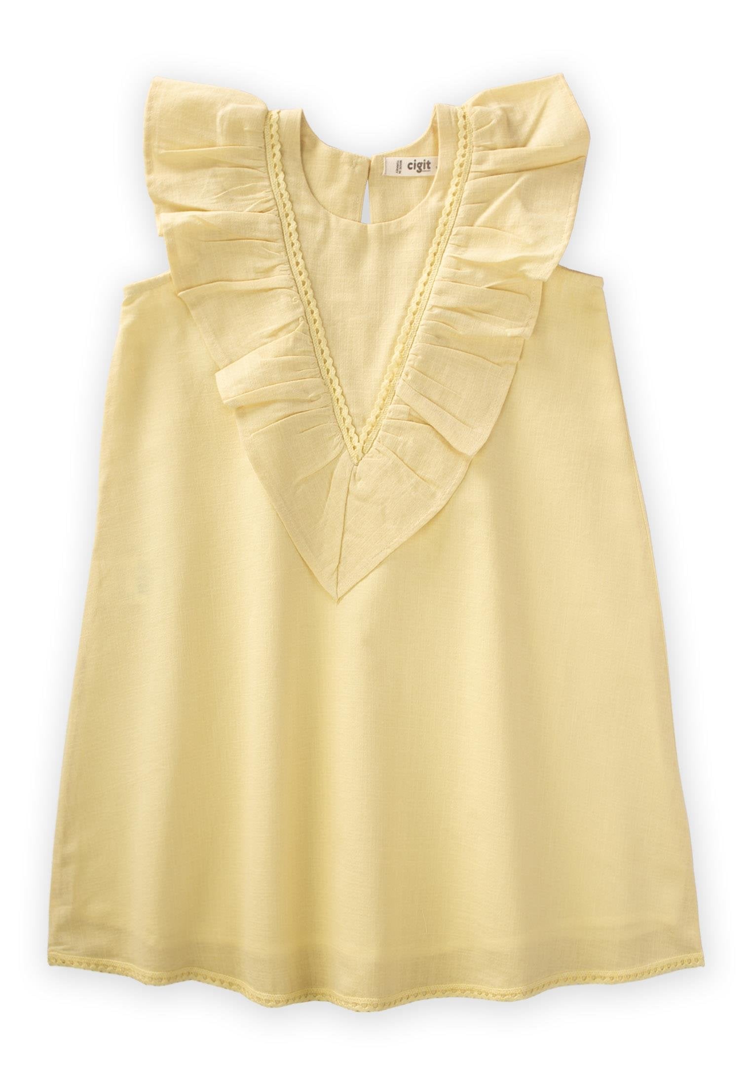 Robe fille volantée à dentelle