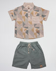 Ensemble Garçon T-shirt Effet Mosaïque et Short