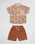 Ensemble Garçon T-shirt Effet Mosaïque et Short