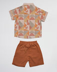 Ensemble Garçon T-shirt Effet Mosaïque et Short