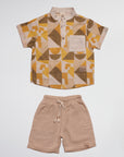 Ensemble Garçon T-shirt Effet Mosaïque et Short