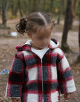 Manteau À Capuche Bébé À Carreaux Rouge Et Crème
