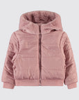 Doudoune Fille Hiver Réversible En Fausse Fourrure Rose