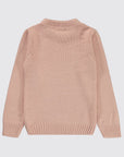 Pull Fille Tricoté Classique À Col Rond - Rose Poudré