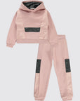 Ensemble Fille Sport Chic Rose À Capuche Et Détails Satinés
