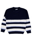 Pull Garçon En Maille Rayé Bleu Marine Et Blanc