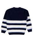 Pull Garçon En Maille Rayé Bleu Marine Et Blanc