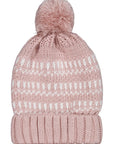 Bonnet Pompon Tricot Rose Poudré – Ensemble Hiver 3 Pièces - 2 à 5 ans