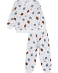 Pyjama Fille En Polaire Écru Motif Feuilles Automnales