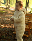 Combinaison Bébé À Capuche En Peluche Vanille
