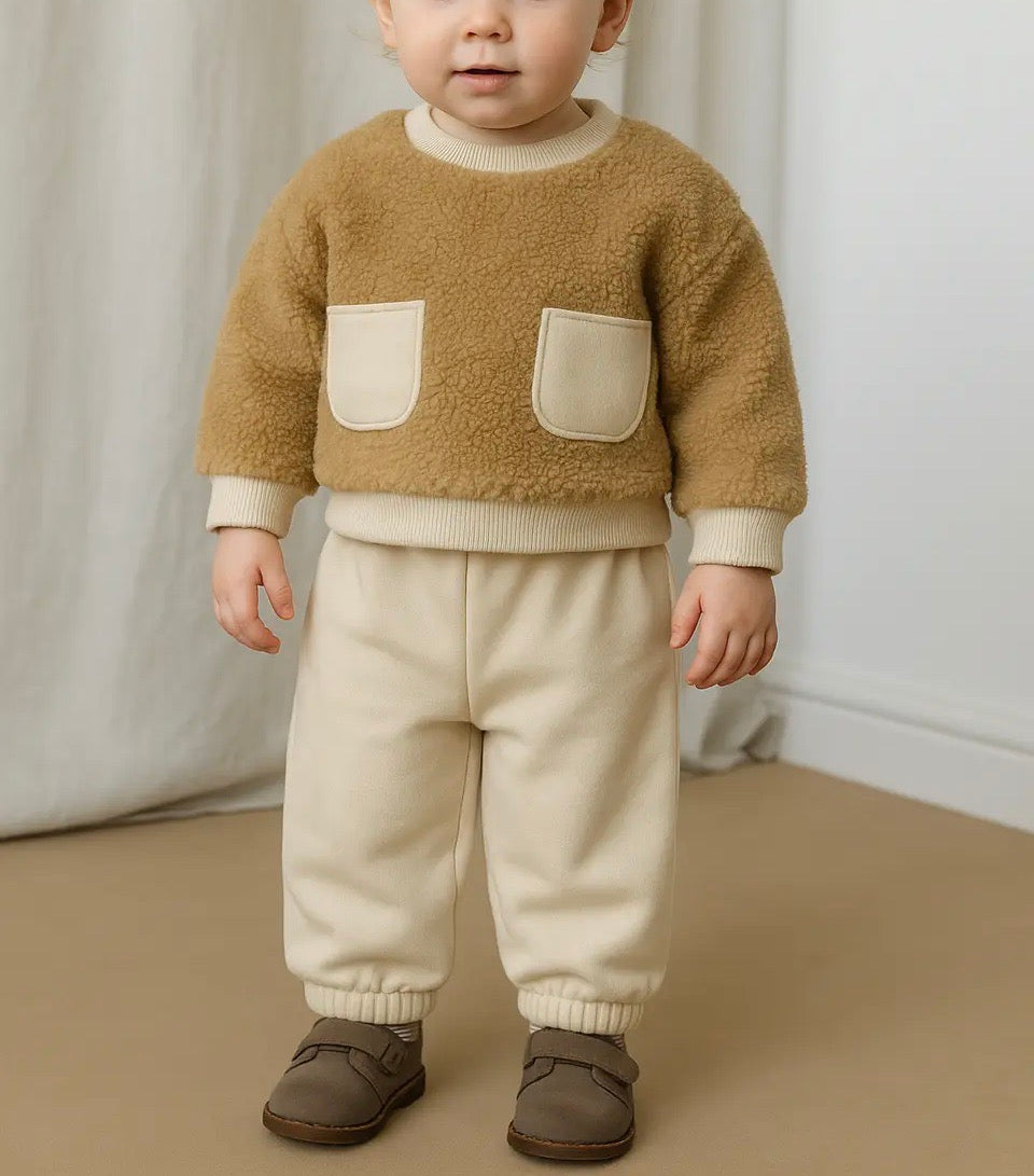 ENSEMBLE BÉBÉ EN PELUCHE AVEC PANTALON MOLLETON