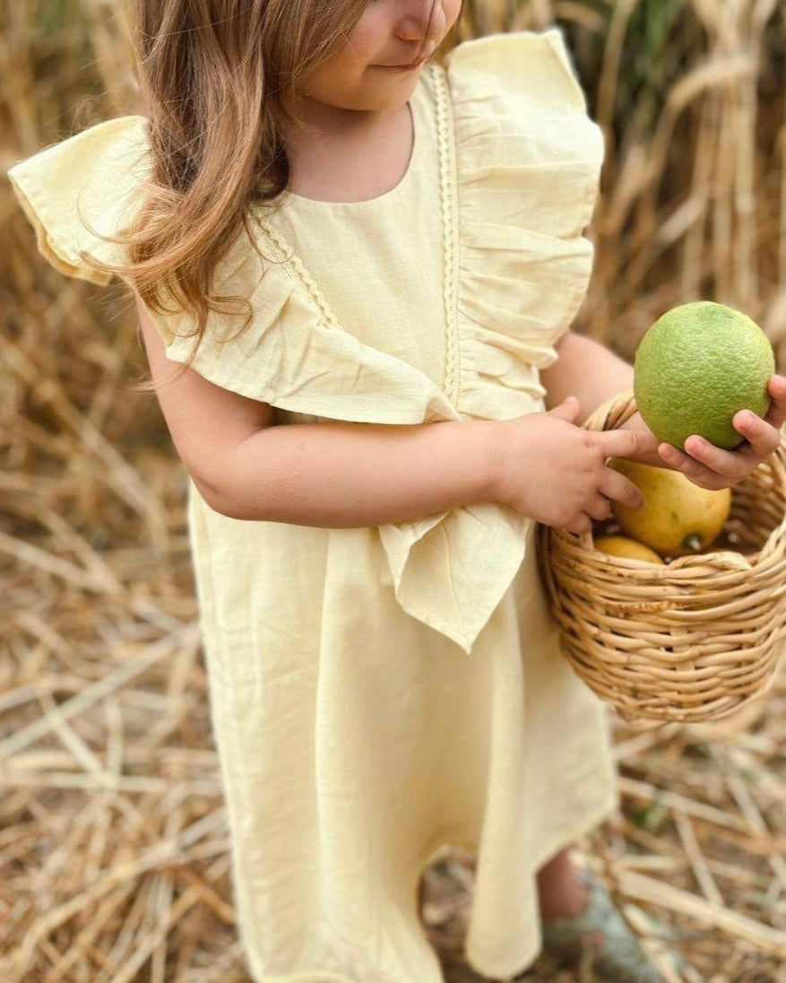 Robe fille volantée à dentelle
