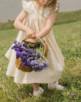 robe en lin brodée beige