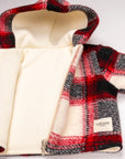 Manteau À Capuche Bébé À Carreaux Rouge Et Crème