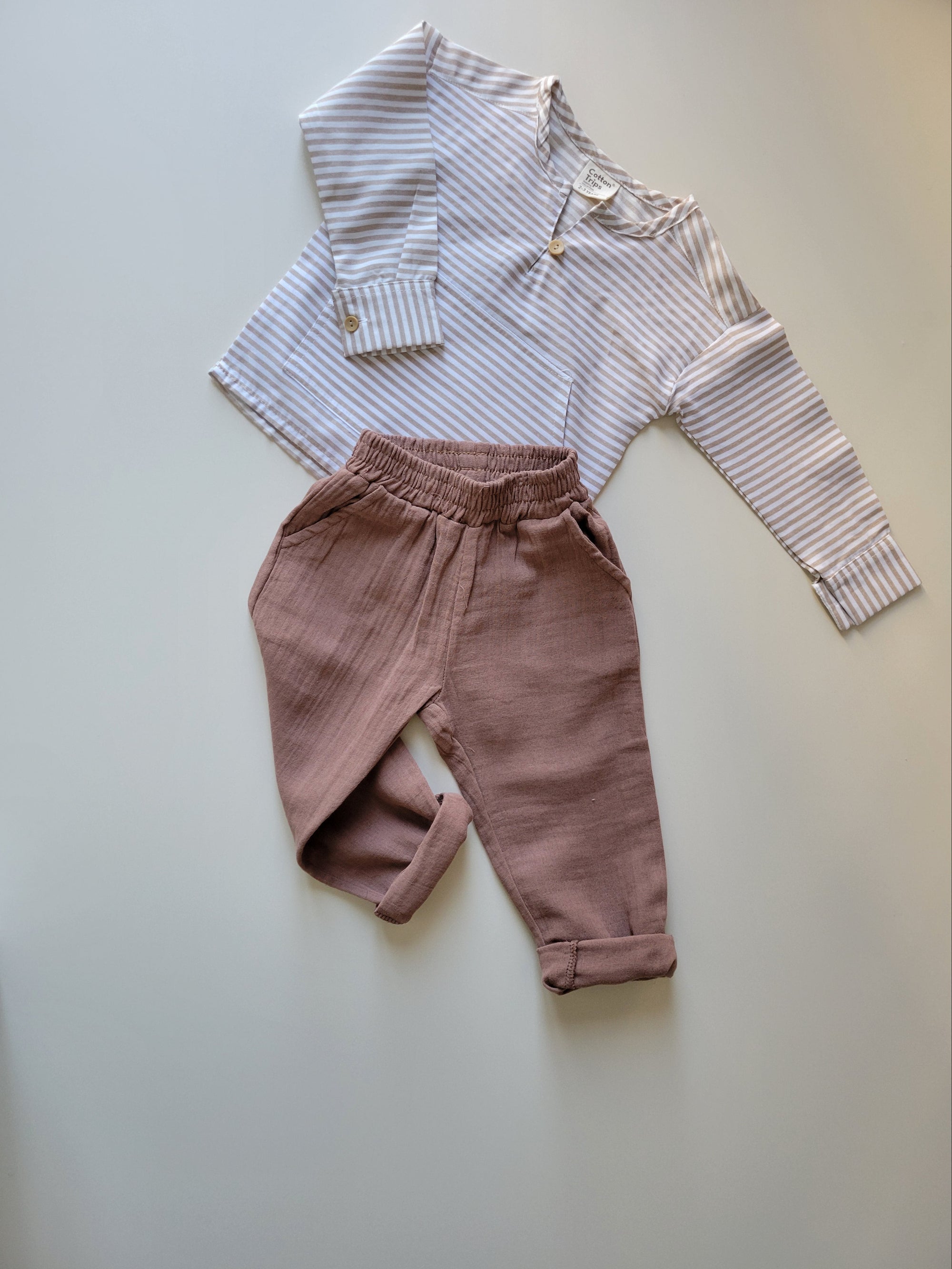 ENSEMBLE LÉGER RAYÉ &amp; GAZE DE COTON – 2 PIÈCES