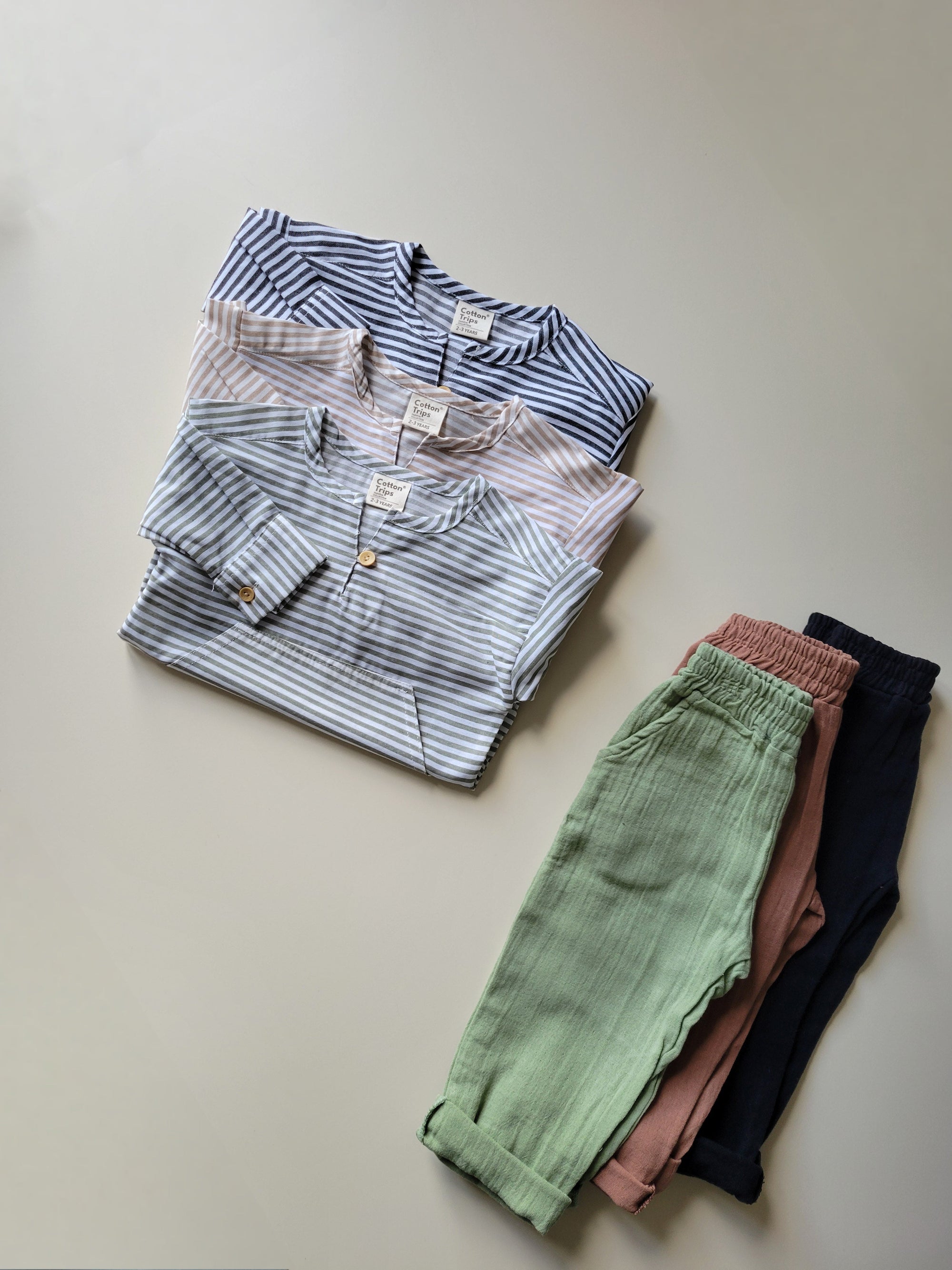 ENSEMBLE LÉGER RAYÉ &amp; GAZE DE COTON – 2 PIÈCES