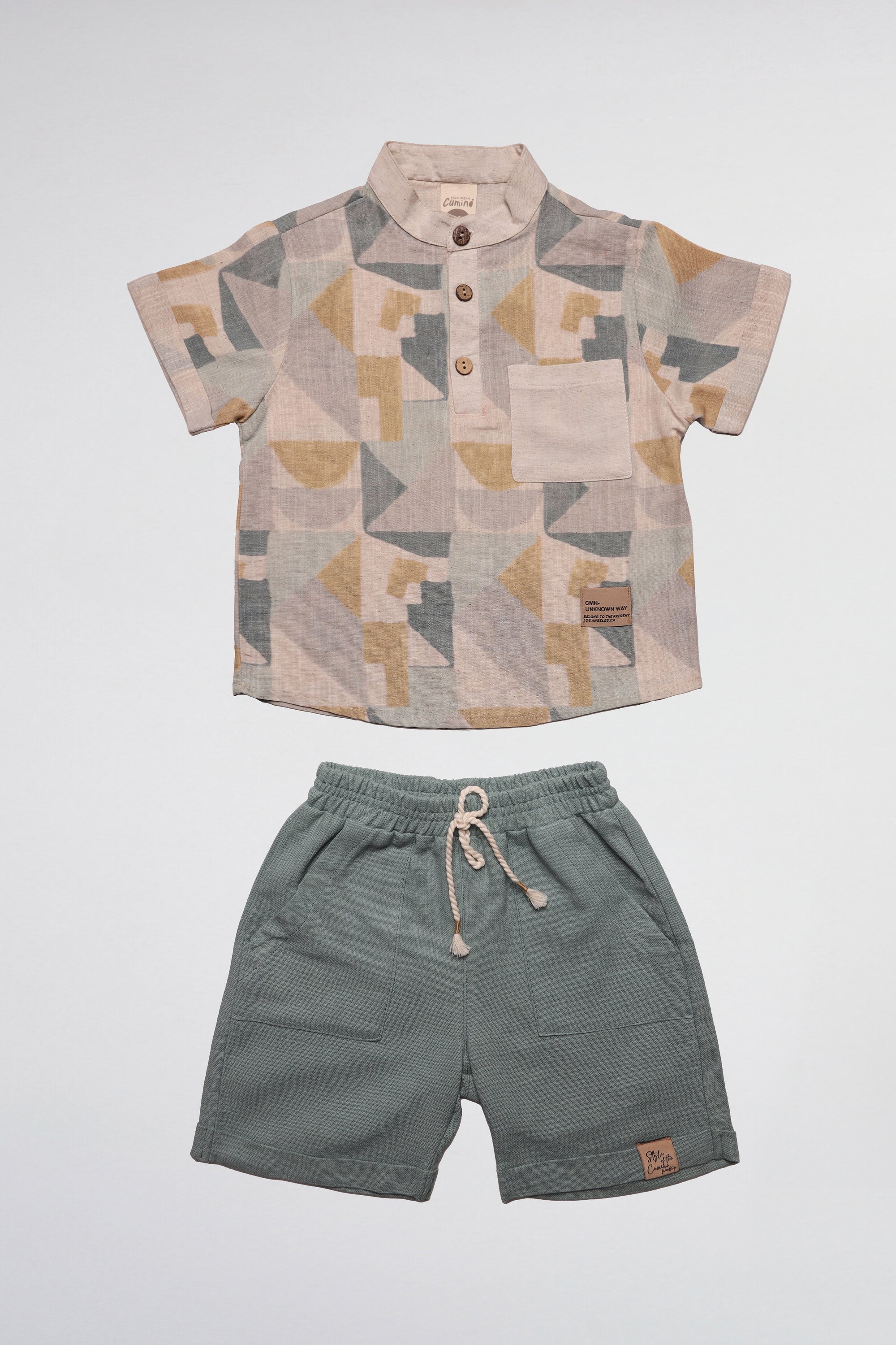 T-SHIRT MOSAÏQUE EFFET LIN &amp; SHORT