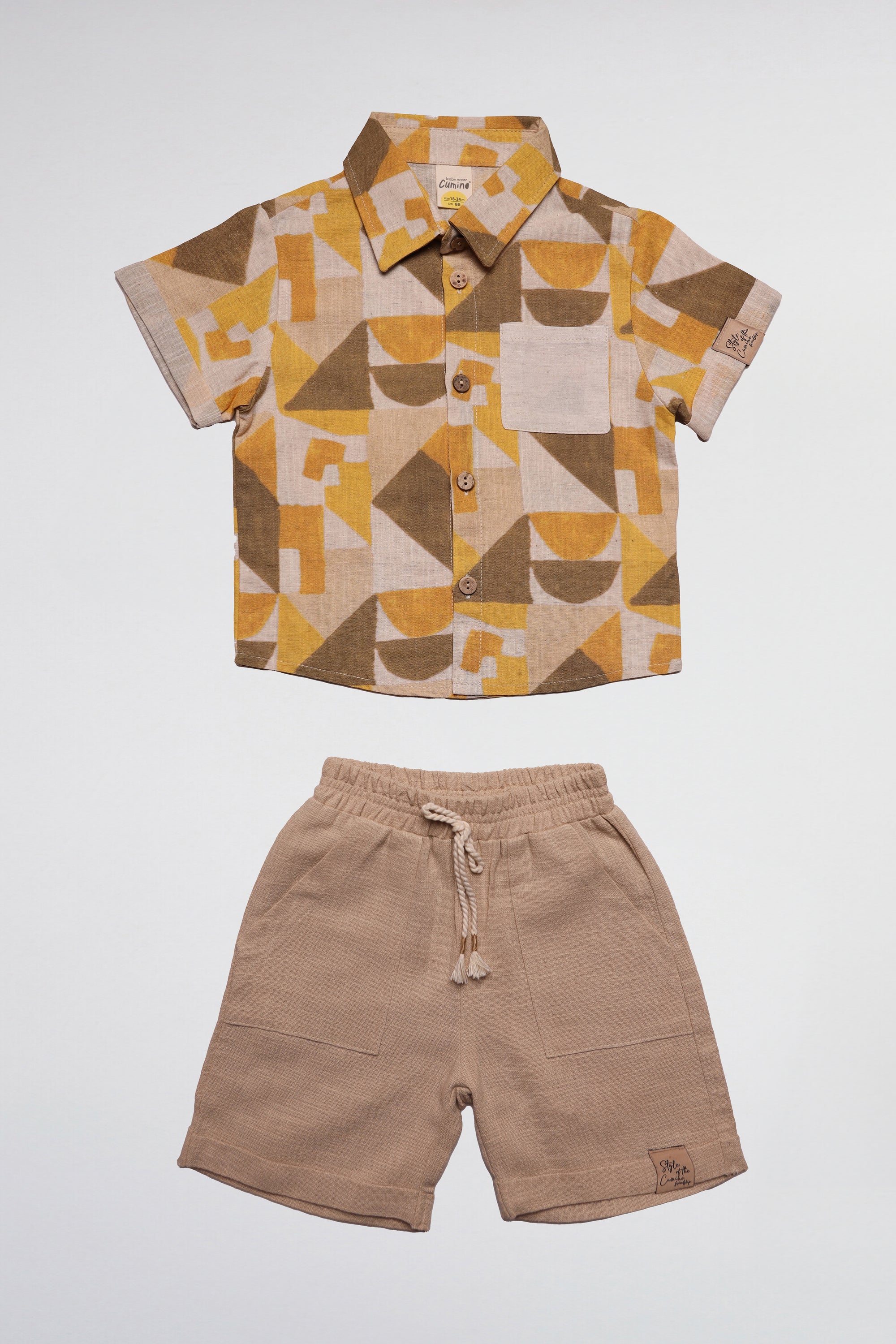 CHEMISE MOSAÏQUE EFFET LIN &amp; SHORT