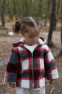 Manteau À Capuche Bébé À Carreaux Rouge Et Crème