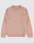 Pull Fille Tricoté Classique À Col Rond - Rose Poudré