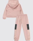 Ensemble Fille Sport Chic Rose À Capuche Et Détails Satinés