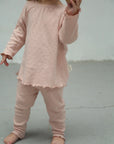 Pyjama Fille 2 Pièces en Coton Motif Cœur