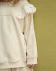 Ensemble Fille 2 Pièces en Molleton avec Volants en Dentelle