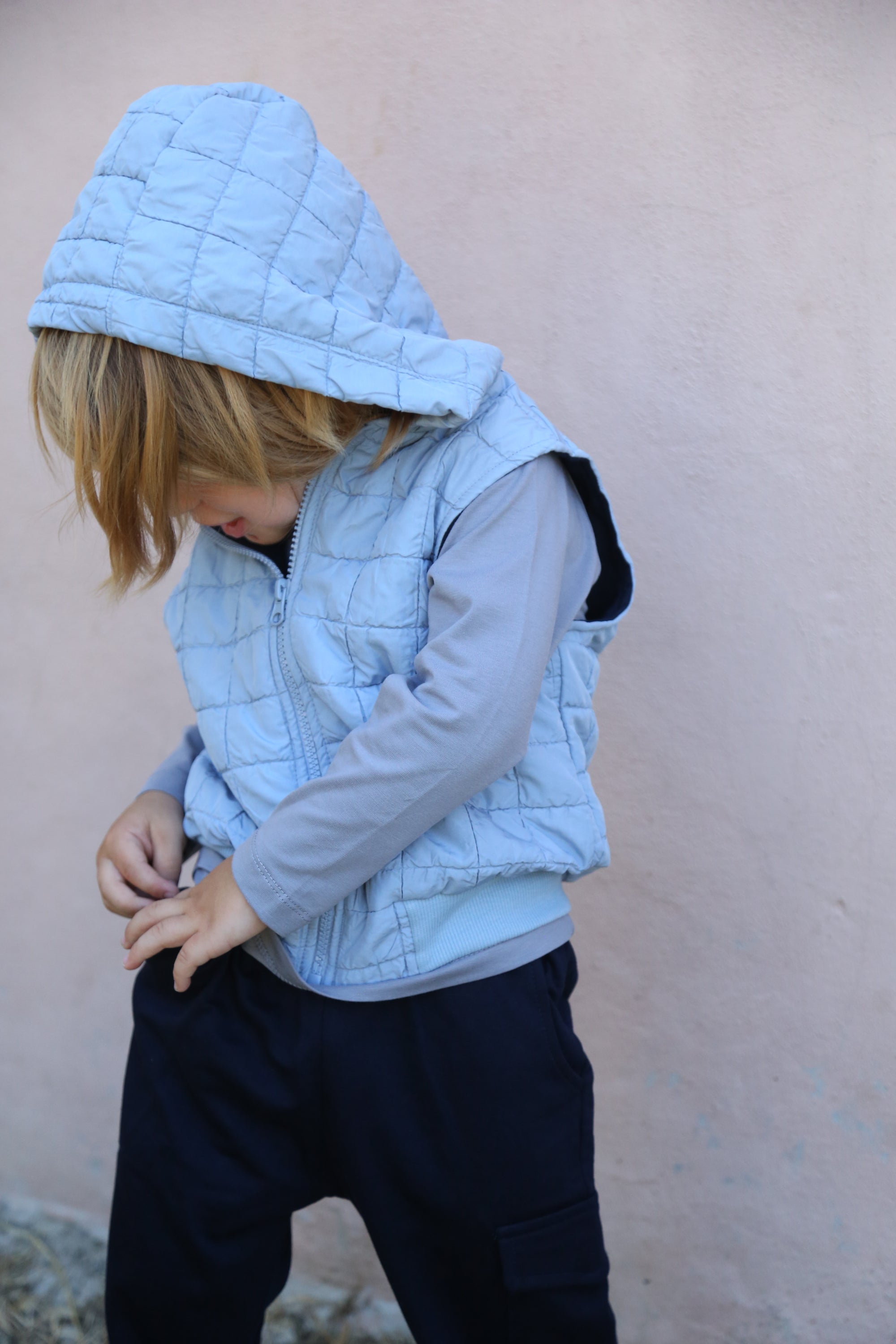Gilet sans Manches Garçon Matelassé avec Capuche