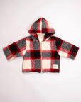Manteau À Capuche Bébé À Carreaux Rouge Et Crème